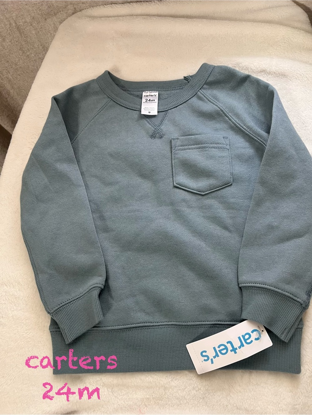 Carter's Slate Green Crewneck Pullover Sweatshirt - 24M